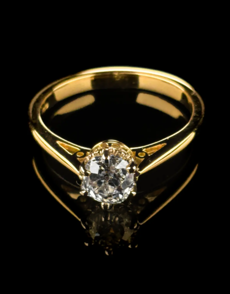 18ct Yellow Gold and Platinum Single Stone 0.89ct Diamond Ring